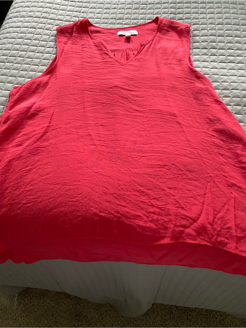 Christina Sleeveless V-Neck Tank in Coral Pink